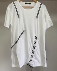 CIVARIZE レースアップZIP Tシャツ ホワイト 半袖 カットソーy2k