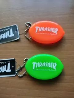 THRASHER コインケース 2個セット ネオンカラー　オレンジ　ライトグリン