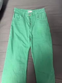 ZARA グリーン ストレートデニム
