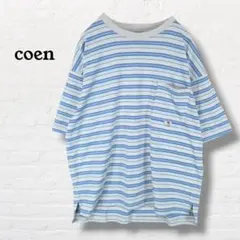coen コーエン☆ボーダーTシャツ 半袖 カットソー 胸ポケット【S】のサムネイル