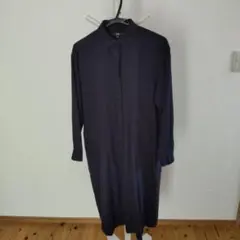 UNIQLO フランネル シャツワンピース ネイビー M