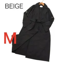 H3320◾️ベイジ　ベルト付ナイロンロングコート　袖長さ調節可能