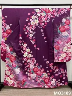振袖 銀通し ラメ刺繍 銀彩 紋意匠 身丈166cm 撥水加工済 MO3336 