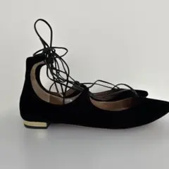 極美品　AQUAZZURA アクアズーラレースアップ フラットシューズのサムネイル