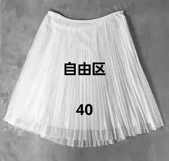 【極美品/日本製】自由区 チュールプリーツスカート ライトグレー 40 Lのサムネイル