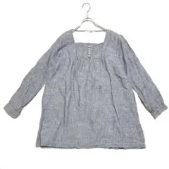 【美品】Studio Clip チェック柄 チュニック 長袖シャツ ネイビー 綿