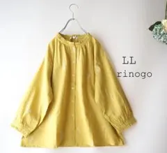 新品値引　ＬＬイエロー*衿袖フリル総刺繍ブラウス春夏大人ナチュラル　大きいサイズ