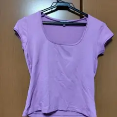 【美品】NAF NAF スクープネック Tシャツ M 濃ピンクパープル Uネックのサムネイル