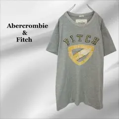 『アバクロンビー＆フィッチ』Tシャツ【L】グレー ロゴ アップリケ 半袖 NYC