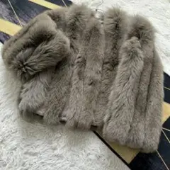 肉厚◎/着丈52 希少 緑 フォックス クロップド/ショート ファーコート 毛皮