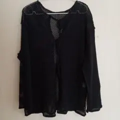 【Kastane】黒 メッシュ カーディガン Fサイズ