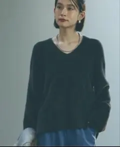 OPAQUE.CLIP フェザーヤーンVネックニット【洗濯機洗い可】