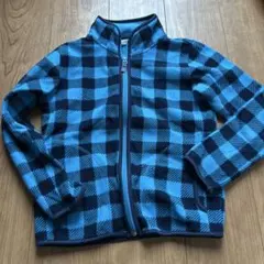 フリースジャケット 140cm 青と黒チェック