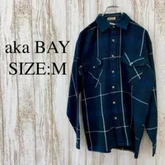 akaBAY　シャツジャケット　アクリルジャケット　チェック　黒　ブラック　M