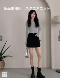 GRL スクエアネックリブニットトップス【ru1145】