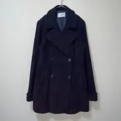 トゥーシー　ダブルブレスト コート　ブラック　ウールアンゴラ　シンプル　4