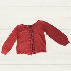 JILLSTUART　フリル付きニットカーディガン 長袖　赤色