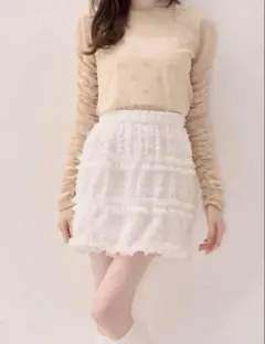 muguet lace&frill mini skirt