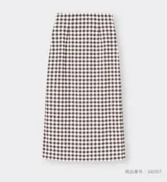 gu レースアップナロースカート ギンガムチェック ブラウン Sサイズ