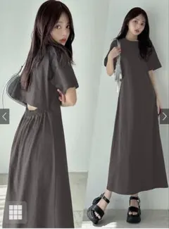 新品未使用 GRL バックオープンワンピース[fo1974] チャコール