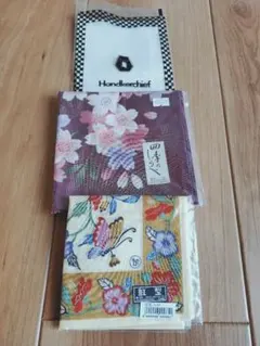 桜と蝶のデザインハンカチセット