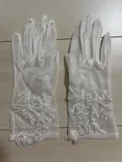 ウェディンググローブ 刺繍入り ホワイト