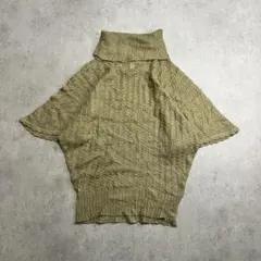 透かし編み タートルネック ニット ドルマン カーキ ゆるだぼ