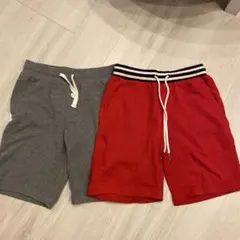 ハーフパンツ 2枚セット グレー レッド