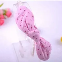 【新品★子供用】 カチューシャ パールベースにリボン パープル