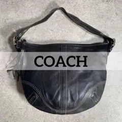 高級上質本革 COACH コーチ レザーショルダーバッグ パスケース ブラック系