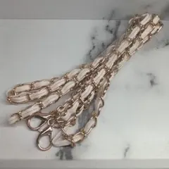 レザー調 チェーンショルダーベルトストラップ 110cm ベージュ×ゴールド