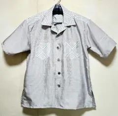 正絹2種類の白大島紬着物リメイクメンズシャツ