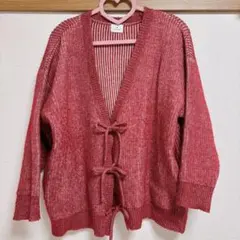 merry jenny Vネックリボンカーディガン レッド