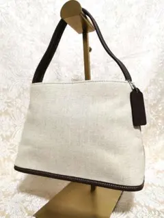 COACH コーチ ミニバッグ ポーチ キャンバス×レザー ベージュ 6155 