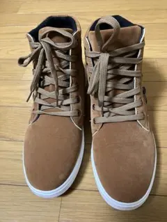 ブラウン ハイカットスニーカー ジッパー付き