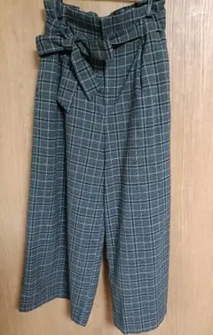 グレー チェック柄 キュロット パンツ