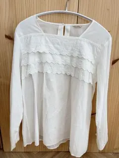 【サマンサモスモス】未使用 コットンレースブラウス M 白 刺繍 綿100%
