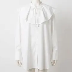 【汚れあり】w closet ビッグカラー フリルブラウス ホワイト 長袖