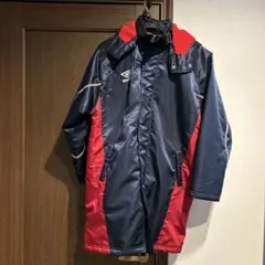 umbro 160cm フリース裏地 ベンチコート ネイビー/レッド