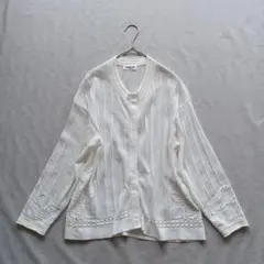 《美品★》HIROKO BIS　洗える　アイレットコットンニットカーディガンのサムネイル