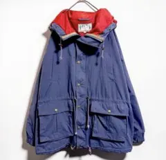 ナイロンマウンテンパーカー アウトドアジャケット 古着 LL ネイビー×レッド