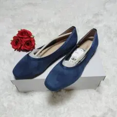 ✨️【新品】SHOO-LA-RUE スウェード風ローヒールパンプス 青22.5