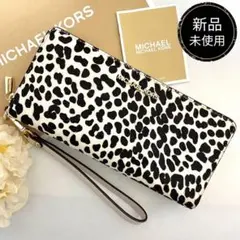 極美品 miu miu 長財布 ラウンドファスナー ハラコ レオパード - メルカリ