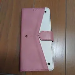 手帳型スマホケース ピンクとホワイト