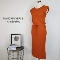 ナノユニバース特殊素材フレンチスリーブリブカットソードロストワンピース36