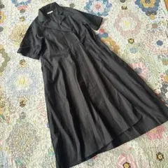 and myera アンドマイラ リネンコットン 黒い開衿ワンピースのサムネイル