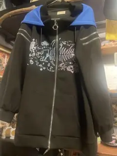 IRO+IRO 魚の骨柄 ジップアップパーカー