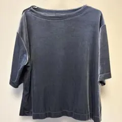 ユニクロ　グレー　5〜7分袖　ベロア調　ゆったり　カットソーM