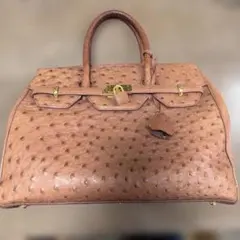 美品】オーストリッチ/ベルトデザイン/クロシェット 南京錠付