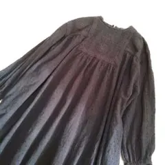 もも♡様サマンサモスモス　ドット　花柄刺繍　袖レース　ワンピース　ブラック